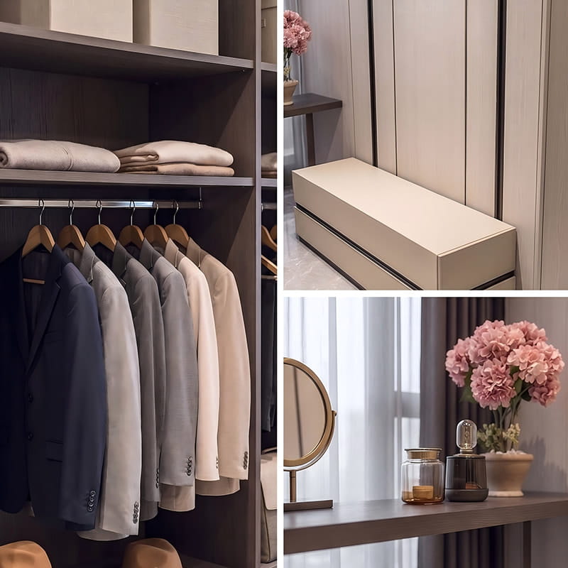 Sistema de closet panorâmico romano de conceito aberto